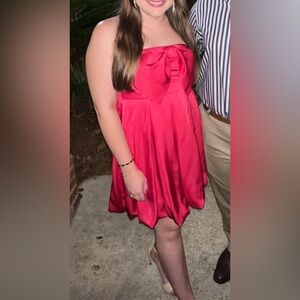 Hot pink strapless bow boutique dress
